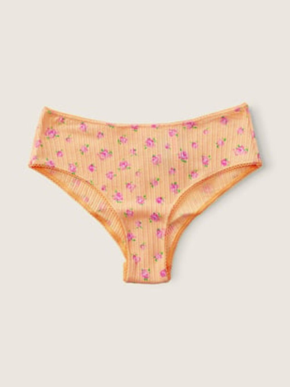 VS PINK | Yellow Floral Pointelle Cotton Cheekster Panties | Size Medium